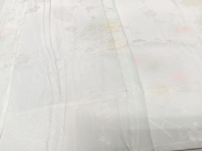 平和屋着物■長襦袢 無双仕立て 舞扇花文 暈し染め ますいわ屋扱い 正絹 逸品 CABE0640xi