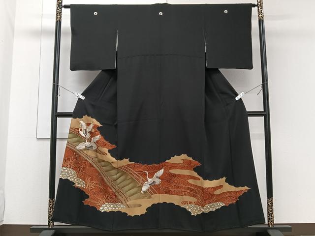 平和屋着物■豪華黒留袖　渡橋飛鶴文　金彩　正絹　逸品　CABE0648xi