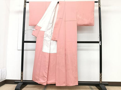 平和屋着物■無地絵訪問着 雲取り七宝地紋 薄紅色 正絹 逸品 CABE0658xi