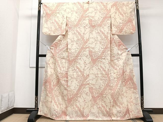 平和屋着物■上質な小紋 枝梅文 正絹 逸品 CABE0677xi