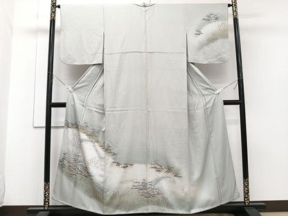 平和屋着物■訪問着 渡橋立波枝松文 暈し染め 金彩 正絹 逸品 CABE0688xi