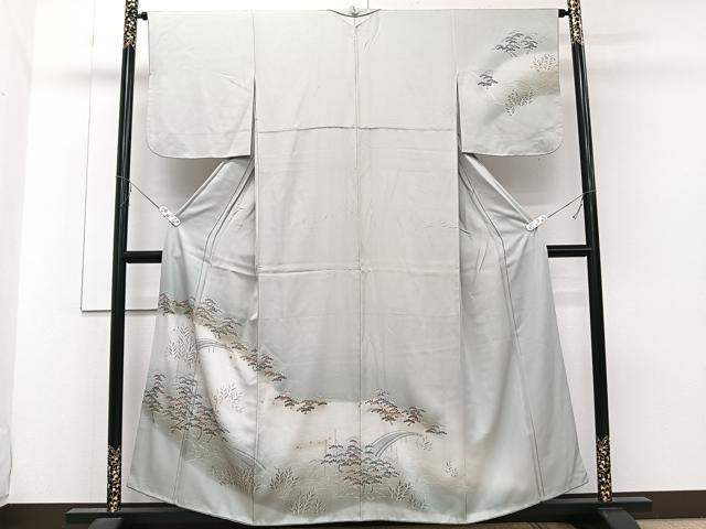 平和屋着物■訪問着 渡橋立波枝松文 暈し染め 金彩 正絹 逸品 CABE0688xi