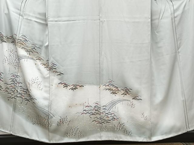 平和屋着物■訪問着 渡橋立波枝松文 暈し染め 金彩 正絹 逸品 CABE0688xi