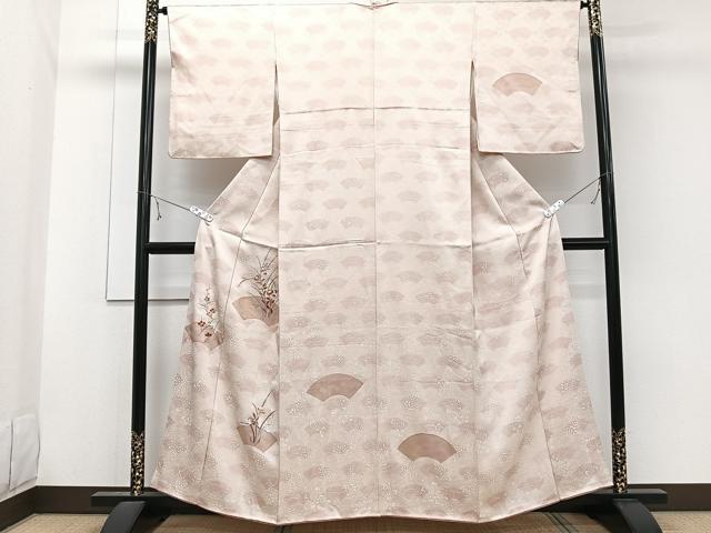 平和屋着物■訪問着 刺繍 地紙枝梅花文 金彩 正絹 逸品 CABE0693xi