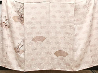 平和屋着物■訪問着 刺繍 地紙枝梅花文 金彩 正絹 逸品 CABE0693xi