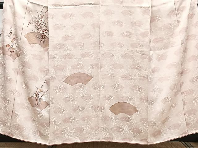 平和屋着物■訪問着 刺繍 地紙枝梅花文 金彩 正絹 逸品 CABE0693xi
