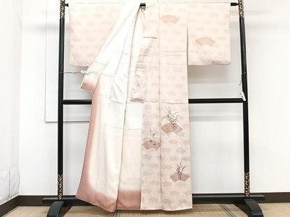 平和屋着物■訪問着 刺繍 地紙枝梅花文 金彩 正絹 逸品 CABE0693xi