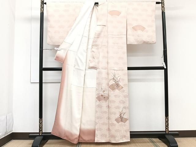 平和屋着物■訪問着 刺繍 地紙枝梅花文 金彩 正絹 逸品 CABE0693xi