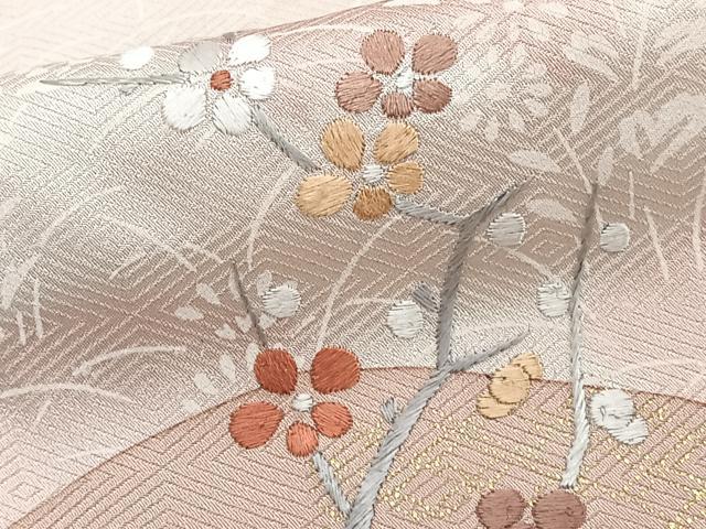 平和屋着物■訪問着 刺繍 地紙枝梅花文 金彩 正絹 逸品 CABE0693xi