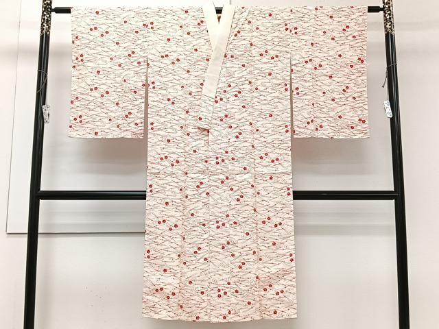 平和屋着物■長襦袢 袷 松葉梅文 正絹 逸品 CABE0695xi