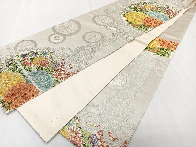 平和屋着物◎六通柄袋帯 唐織 飾花文 金銀糸 正絹 逸品 CABE0721xi