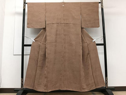 平和屋着物■上質な色無地 柴重ね地紋 枯茶色 正絹 逸品 CABE0759xi