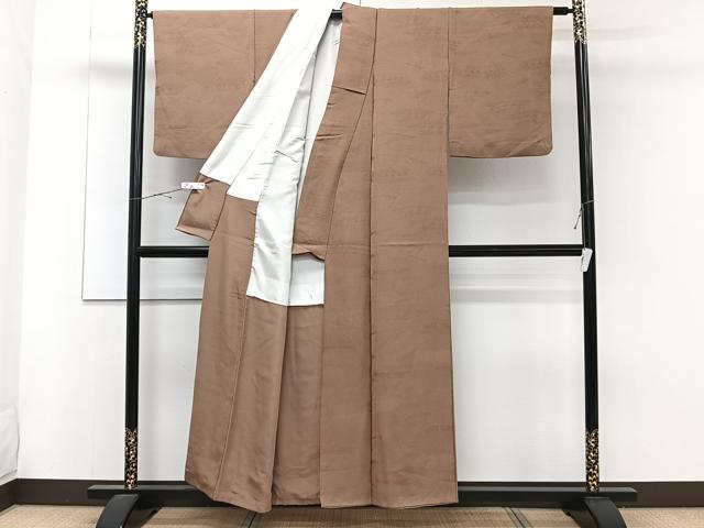 平和屋着物■上質な色無地 柴重ね地紋 枯茶色 正絹 逸品 CABE0759xi