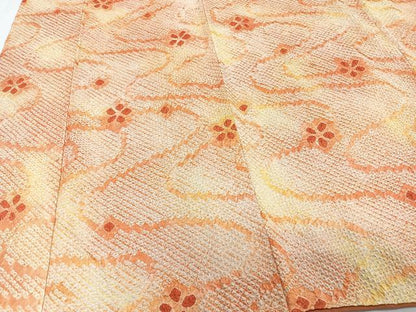 平和屋着物■上質な小紋 総刺繍 流水花文 暈し染め 正絹 逸品 CABE0764xi