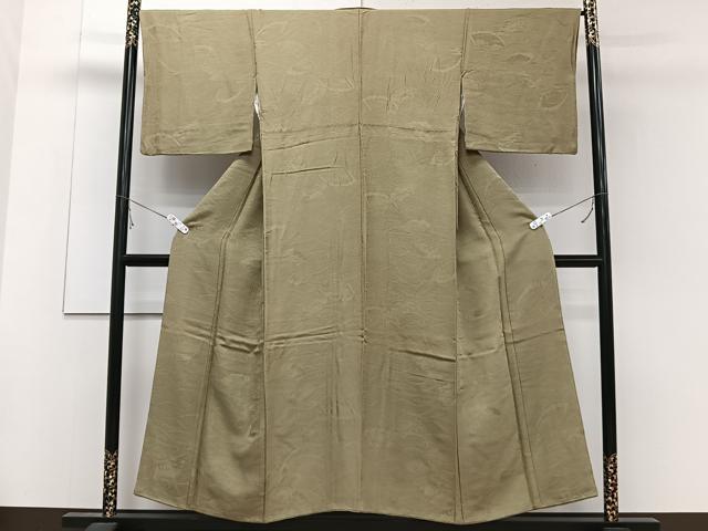 平和屋着物■上質な色無地 地紙立波地紋 桑染色 正絹 逸品 CABE0765xi