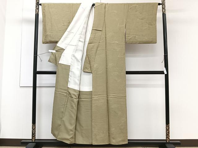 平和屋着物■上質な色無地 地紙立波地紋 桑染色 正絹 逸品 CABE0765xi