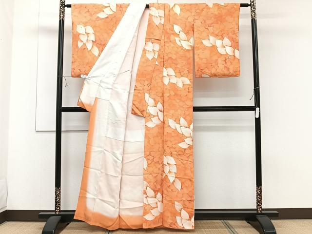 平和屋着物■上質な小紋 舞花地紋 地紋お越し 暈し染め 正絹 逸品 CABE0769xi