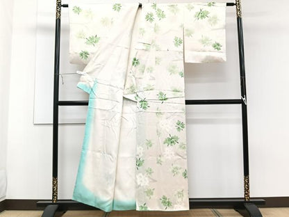 平和屋着物■上質な小紋 舞葉文 暈し染め 正絹 逸品 CABE0786xi