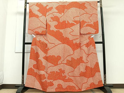 平和屋着物■上質な小紋 総絞り 舞花文 正絹 逸品 CABE0798xi