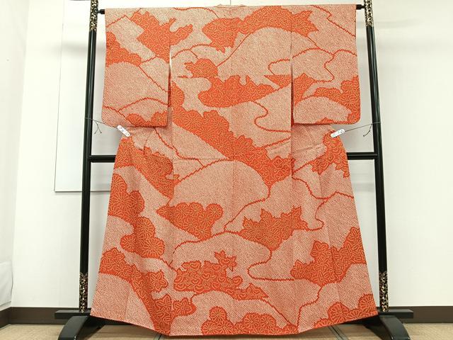 平和屋着物■上質な小紋 総絞り 舞花文 正絹 逸品 CABE0798xi