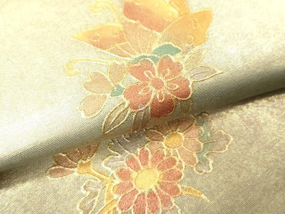 平和屋着物▼九寸名古屋帯　螺鈿　花車文　金彩　引箔　正絹　逸品　CABE0920vf