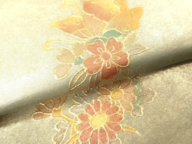 平和屋着物▼九寸名古屋帯　螺鈿　花車文　金彩　引箔　正絹　逸品　CABE0920vf