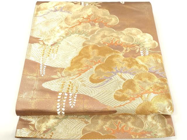 平和屋着物▼六通柄袋帯　唐織　作家物　浜松文　金糸　正絹　逸品　CABE0939vf
