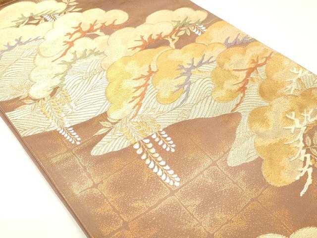 平和屋着物▼六通柄袋帯　唐織　作家物　浜松文　金糸　正絹　逸品　CABE0939vf
