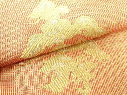 平和屋着物▼六通柄袋帯　雪持松寿　金糸　正絹　逸品　CABE0972vf