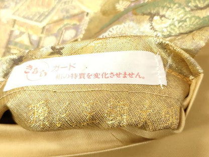 平和屋着物▼全通柄袋帯　胡蝶錦　源氏王朝大名　金糸　正絹　逸品　CABE0986vf