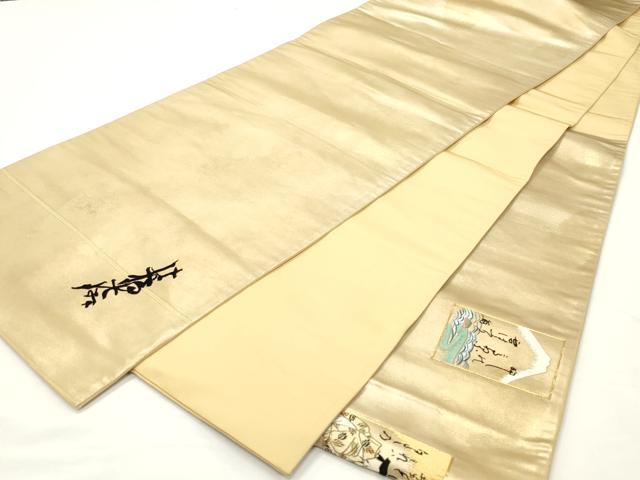 平和屋着物▼太鼓柄袋帯 総刺繍 駒刺繍 三十六歌仙 金糸 正絹 逸品 CABE1019vf