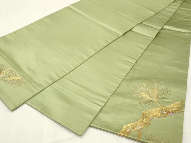 平和屋着物▼アンティーク 大正ロマン 丸帯 総刺繍 枝松文 松ぼっくり 金銀糸 正絹 逸品 CABE1128vf