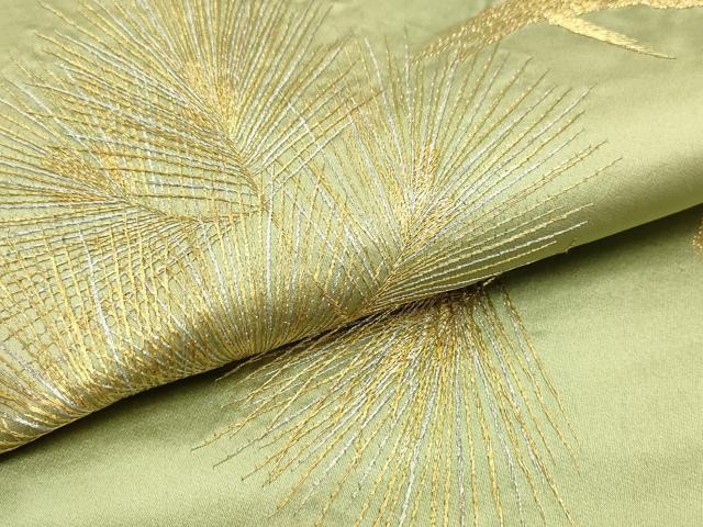 平和屋着物▼アンティーク 大正ロマン 丸帯 総刺繍 枝松文 松ぼっくり 金銀糸 正絹 逸品 CABE1128vf