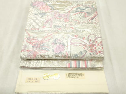 平和屋着物◎西陣　六通柄袋帯　唐織　鳳凰花文　銀糸　証紙付き　正絹　逸品　CABE1151vf