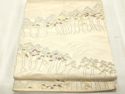平和屋着物◎西陣　服部織物謹製　六通柄袋帯　古今錦　浜松文　金糸　正絹　逸品　CABE1183vf