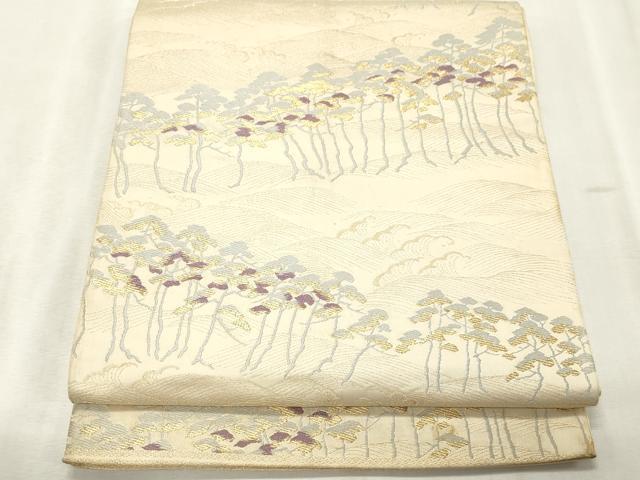 平和屋着物◎西陣　服部織物謹製　六通柄袋帯　古今錦　浜松文　金糸　正絹　逸品　CABE1183vf