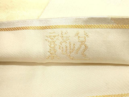 平和屋着物◎織物一筋名門　織悦　全通柄　本袋帯　舞扇文　金銀糸　正絹　逸品　CABE1187vf