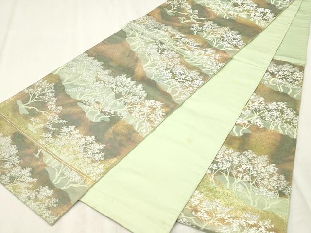 平和屋着物◎六通柄袋帯　樹林風景文　正絹　逸品　CABE1188vf