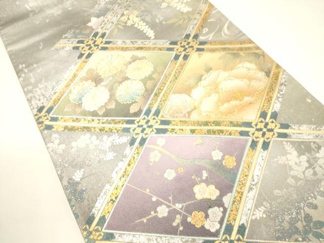 平和屋着物●金彩友禅　卓越技能者・名工・和田光正　太鼓柄袋帯　菱花文　金銀彩　引箔　正絹　逸品　CABE1252ak