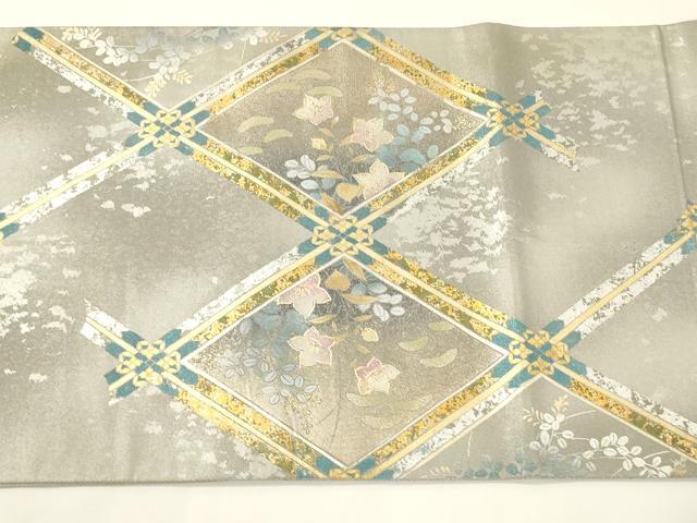 平和屋着物●金彩友禅　卓越技能者・名工・和田光正　太鼓柄袋帯　菱花文　金銀彩　引箔　正絹　逸品　CABE1252ak