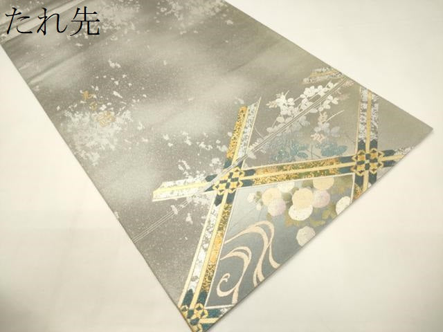 平和屋着物●金彩友禅　卓越技能者・名工・和田光正　太鼓柄袋帯　菱花文　金銀彩　引箔　正絹　逸品　CABE1252ak