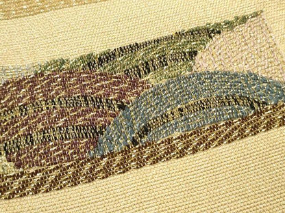 平和屋着物▼太鼓柄袋帯　駒刺繍　吉祥文　金通し地　正絹　逸品　CABE1264ak