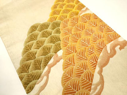 平和屋着物▼中国三大刺繍　総相良刺繍　太鼓柄袋帯　松文　正絹　逸品　CABE1343ak