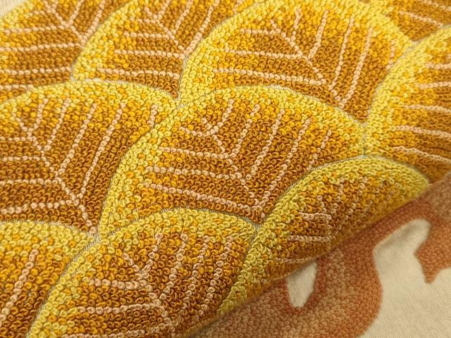 平和屋着物▼中国三大刺繍　総相良刺繍　太鼓柄袋帯　松文　正絹　逸品　CABE1343ak
