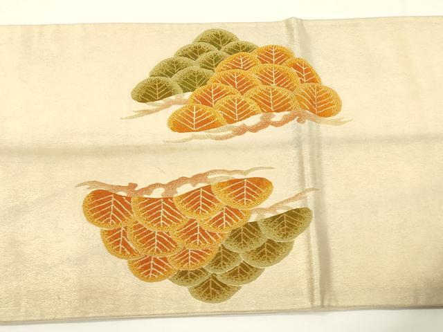 平和屋着物▼中国三大刺繍　総相良刺繍　太鼓柄袋帯　松文　正絹　逸品　CABE1343ak