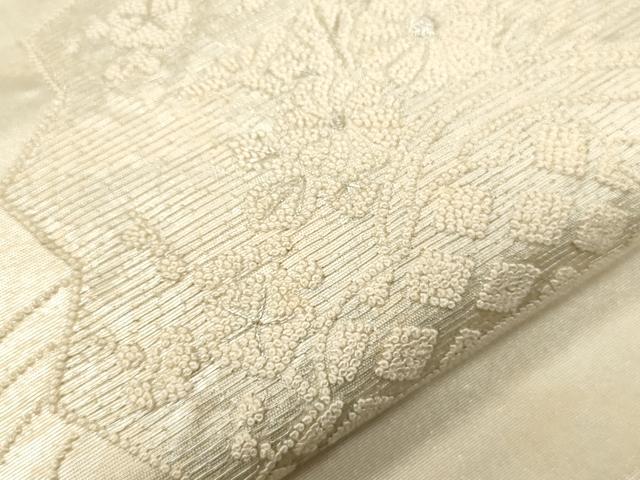 平和屋着物▼中国三大刺繍　相良刺繍　太鼓柄袋帯　総刺繍　流水扇面花文　銀糸　引箔　正絹　逸品　CABE1358ak