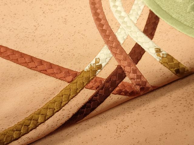 平和屋着物▼太鼓柄袋帯　総刺繍　鏡裏文　正絹　逸品　CABE1372ak