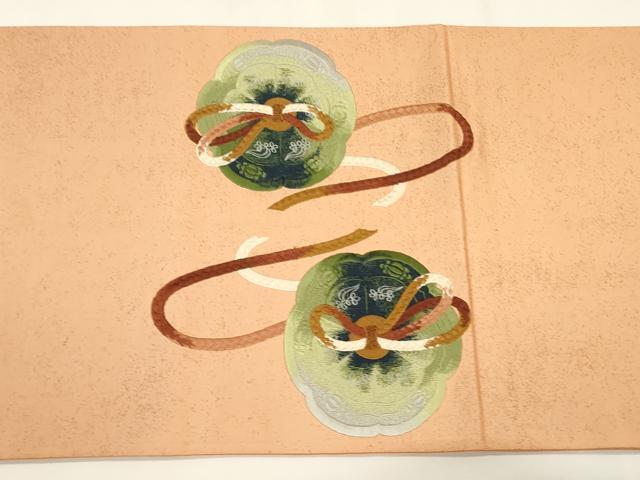 平和屋着物▼太鼓柄袋帯　総刺繍　鏡裏文　正絹　逸品　CABE1372ak