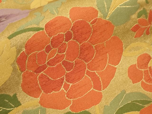 平和屋着物●六通柄袋帯　花唐草文　金糸　正絹　逸品　DABD0452op 平和屋着物○六通柄袋帯 横段花文 金糸 正絹 逸品 未使用 DABE1360opの