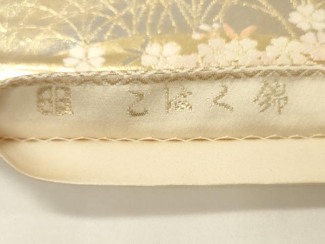 平和屋着物▼西陣　服部織物謹製　六通柄袋帯　唐織　こはく錦　特選　手工芸　扇面花文　金銀糸　正絹　逸品　CABE1387ak